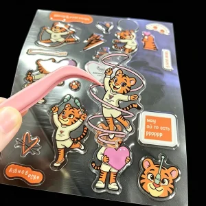 Custom Transparent Cartoon 3D Dome Epoxy Sticker Decorative Waterproof Adhesive Holographic Stickers Sheets for Promotional