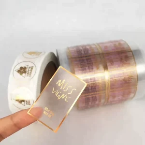 Custom Transparent Clear Labels Waterproof Adhesive Rose Gold Sticker Roll Labels UV Glossy Wine Vinyl PVC Plastic PET PP BOPP