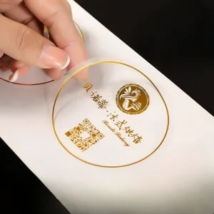 Custom Transparent Clear Self Adhesive Gold Foil Stamping Adhesive Stickers High Visibility Unique Appeal PVC