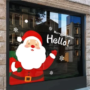 Custom Transparent Glass Static Cling Film Christmas Decorative Decals Transparent Christmas Holiday Window Stickers