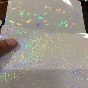 Custom Transparent Holographic Cold Lamination Film Transfer Stickers with Clear Silver Lines for Bottle Labeling