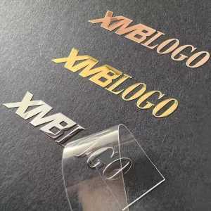 Custom Transparent Logo Metal Stickers UV Vinyl Transfer Hot Silver Bronzing Label