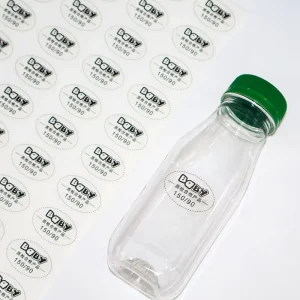 Custom Transparent PVC Vinyl Adhesive Stickers Durable Water Oil Proof Beverage Clothing Children’s Clothing Size LOGO Stickers