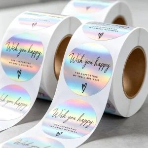 Custom Transparent Roll Labels Clear Waterproof Gold Foil Stamping Vinyl with Sticker Logo for Cake Bread Food Packaging