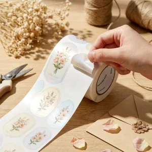 Custom UV Floral Packaging Stickers for Florist Bouquet Raised Varnish Textured Labels for Premium Holiday Gift Wrapping