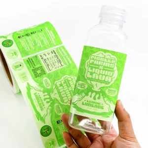 Custom UV Printed Self Adhesive PVC Bottle Sticker Label Waterproof for Food & Drink Juices Glass Bottle Packaging Labels
