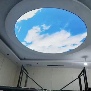 Custom UV Printed Soft Film LED Light Box Round Ceiling Panel Backlit Aluminum Alloy Frame Energy Saving for Mall Shop
