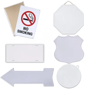 Custom UV Printed Tinplate Blank Multi Shape Sign Board with Mounting Holes for Home Decoration Wall Display Business Use