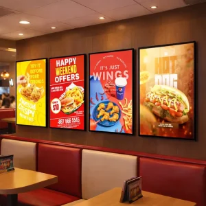 Custom Ultra Thin LED Menu Light Box Sign for Restaurant Wall Backlit Food Advertising Display for Chain Stores