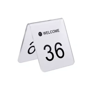 Custom V Shape Acrylic Table Number Sign Stand Reserved Seated Display Holder QR Code Menu Card for Restaurant Hotel Cafe