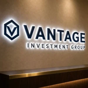 Custom Vantage Backlit LED Channel Letters Stainless Steel Halo Lit 3D Sign for Storefront & Business Facade