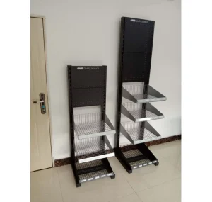 Custom Vertical Pegboard Display Metal Display Stand Tool Display Stand With Wheels