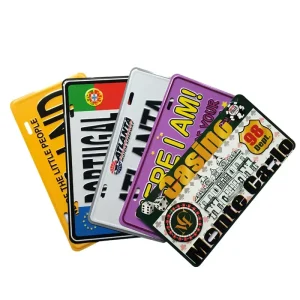 Custom Vintage Embossed Metal Tin License Number Plates Home Decor Wall Sign for Bar Silk Screen Printing