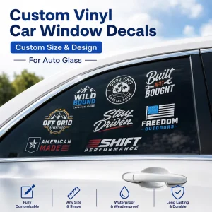 Custom Vinyl Car Window Decal Labels Stickers Waterproof Weatherproof Auto Glass Logo Graphics OEM ODM US Branding B2B