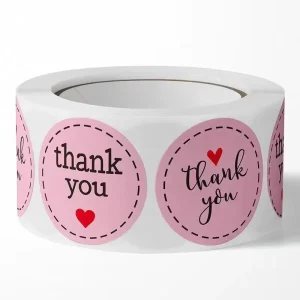 Custom Vinyl Waterproof Adhesive Logo Label Sticker Printing Synthetic Paper Roll Label Sticker Thank You Sticker