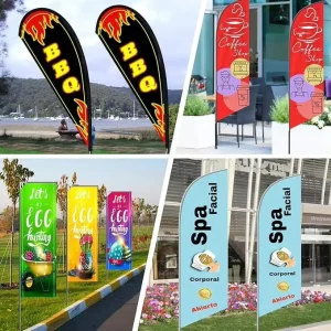 Custom Water Injected Beach Promotional Advertising Feather Flags with Fiberglass Flagpole and Digital Printing