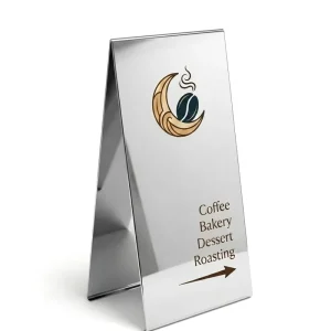 Custom Waterproof Mirror Stainless Steel Weighted A-Frame Sidewalk Sign Sandwich Board for Outdoor Cafe Shop and Business