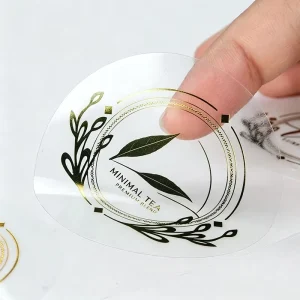 Custom Waterproof Self Adhesive Transparent Gold Foil Sticker Design Transparent Label Sticker Printing
