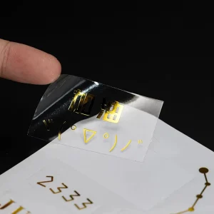 Custom Waterproof Transparent Gold Foil Stamping Vinyl Label Stickers Printing Design Logo Clear Adhesive PVC Stickers Sheet