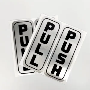 Custom Waterproof UV Resistant Tear Resistant Brushed Silver CMYK Pantone Window Style Business Brand Stickers Strong Adhesive