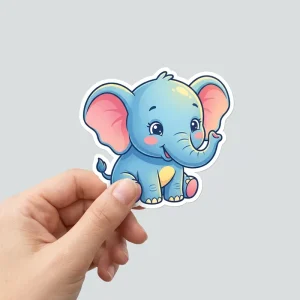 Custom Waterproof Vinyl Holographic Eco Friendly Cartoon Animal Stickers Unbreakable Die Cut Labels for Photo Frame Candle Kids