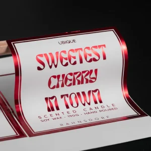 Custom Waterproof Vinyl Paper Stickers with Red and Gold Hot Stamping Self adhesive Labels for Luxury Packaging