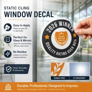Custom Weatherproof Waterproof Static Cling Stickers for Glass Decoration Custom Design Removable Window Decals UV Protection