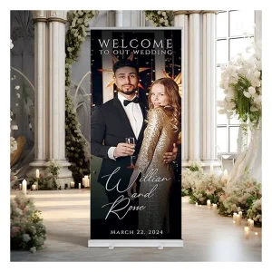 Custom Wedding Banner Portable Roll up Banner Stand Retractable Banner Roll up Displays Custom Backdrop with logo