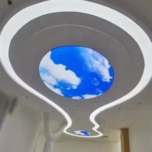 Custom White Light Strip Round Sky Ceilings High Resolution UV Print Film Cover Backlit Home Decor LED Ceiling Light