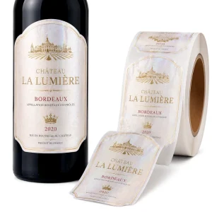 Custom Wine Beverage Mineral Water Perfume Bottles Self Adhesive Vinyl Pearlescent Film Paper Label