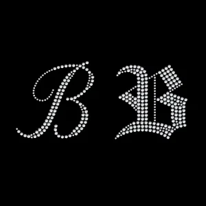 Custom Your Own Brand Clothing Hot Fix Iron on Rhinestone Designs Script and Gothic Font Greek Letter