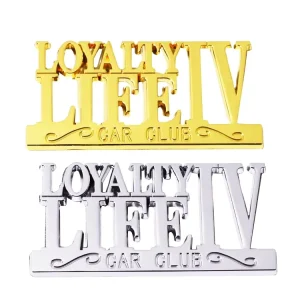 Custom Zinc Alloy Car Logo Plate Private Letter Alphabet Embossed Decals Led Car Label Hardware with Engraving Style