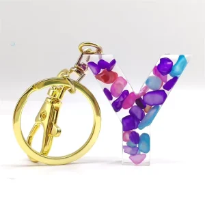 Custom Zinc Alloy Metal Rhinestone Initial Letters Keychain Crystal Alphabet English Letter Keyring