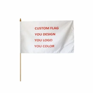 Custom logo Blank Hand Flag 100% Polyester Silk Print Your Design Advertising Hand Held with Pole Mini Banner Flag