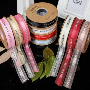Custom logo Gold Foil Silk Solid Recycled Satin Fabric Ribbon for Gift Wrap 6 Inch Satin Ribbon