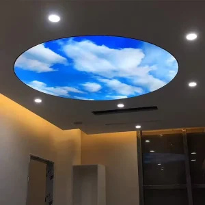 Custom shaped Decorative Lightbox Soft Film Ceiling Round Translucent Stretch Film with High Brightness LED Eco Friendly Design