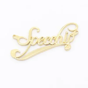 Customer Customized Golden Hollowed Out Individual Letter Integrated Decorative Brand Tag Zinc Alloy Classic Label