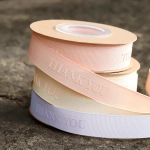 Customised Logo Iridescent Polyester Ribbon Silk Screen Printing Cotton Baby Clothing Gift Ribbon Lettering Grosgrain Ribbon
