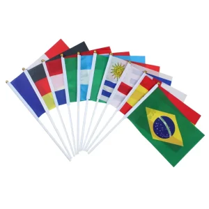 Customizable 100 Polyester Custom Logo Small Mini Handheld Stick Flag Hand Held Waving Flag