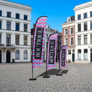 Customizable 11FT Outdoor Feather Pennant Banner with Fiberglass Pole Wind Resistant & Portable for Beach Flag Advertising