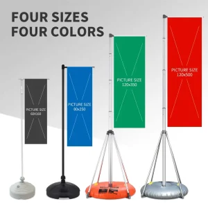 Customizable Aluminum Alloy Flagpole Advertising Water Filled Telescopic Floor Standing Outdoor Promotional Road Beach Car Flags