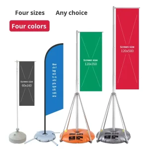 Customizable Aluminum Alloy Flagpole Water Filled Telescopic Floor Standing Outdoor Promotional Road Beach Flags