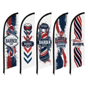 Customizable Custom Flag Beach Swooper Banner Pole Advertising Outdoor Decor Digital Printed Polyester Barber Shop Retro Style