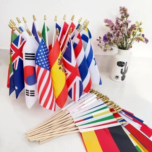 Customizable Handheld Country Flags 14cmx21cm Hand Banner for Independence Day Street Rally School International Day