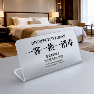 Customizable L-Shape Acrylic Table Sign Double Sided Display Stand for Business Meeting