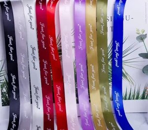 Customizable Monogram Logo Printed Ribbon Decorative Ribbon Bouquet Tie in Ribbon