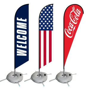 Customizable Outdoor Square Flagpole Base Cross Border Water Injection Technique Printed Feather Flags Banners Sports Theme