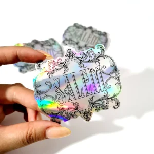 Customizable PVC Vinyl Die Cut Holographic Sticker Paper UV Proof Waterproof Outdoor Adhesive 3D Decorative Design Candle Craft