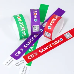 Customizable Party Theme Logo QR Code Website Evening Party Wristband Tyvek Paper Party Admission Ticket Bracelet