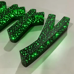 Customizable Perforated Dot RGB Sign Glossy Mirror Surface LED Light up Letters for Event Boutique Bar Decoration Advertising